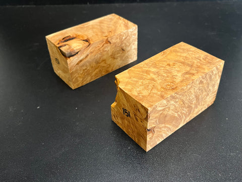2"x2"x4" KD Maple Burl (2 pcs) Wood Spindle Turning Blank (#00151)