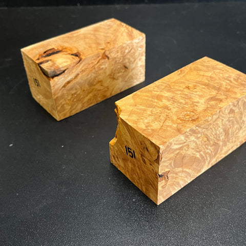 2"x2"x4" KD Maple Burl (2 pcs) Wood Spindle Turning Blank (#00151)