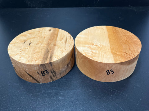 5"x2" KD Exhibition Grade Birdseye Maple (2 pcs) Wood Bowl Turning Blank (#0083)
