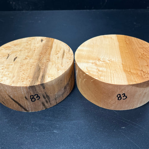 5"x2" KD Exhibition Grade Birdseye Maple (2 pcs) Wood Bowl Turning Blank (#0083)