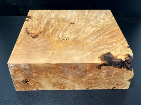 9"x9"x3" KD Maple Burl Wood Bowl Blank (#0040)