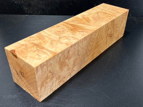 3"x3"x12" KD Maple Burl Wood Spindle Blank (#0042)