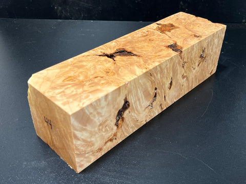 3"x3"x10" KD Maple Burl Wood Spindle Blank (#0044)