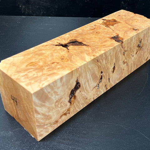 3"x3"x10" KD Maple Burl Wood Spindle Blank (#0044)