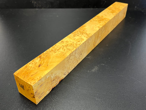 1.5x1.5x15.5 KD Yellow Cedar Burl Wood Spindle Turning Blank (#0041)