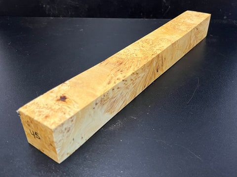 1.5x1.5x13.5 KD Yellow Cedar Burl Wood Spindle Turning Blank (#0045)