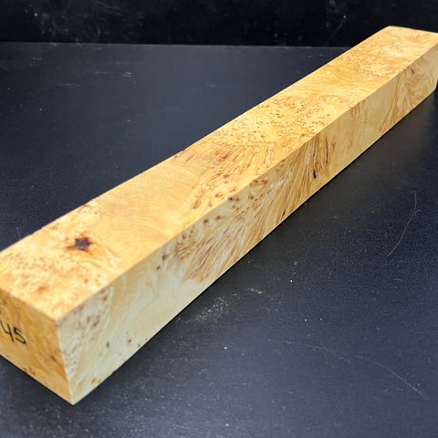 1.5x1.5x13.5 KD Yellow Cedar Burl Wood Spindle Turning Blank (#0045)