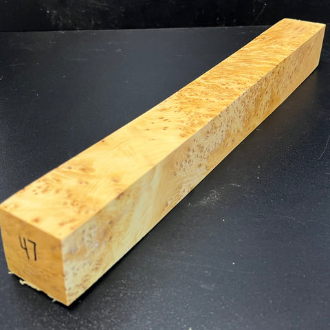 1.5x1.5x13 KD Yellow Cedar Burl Wood Spindle Turning Blank (#0047)