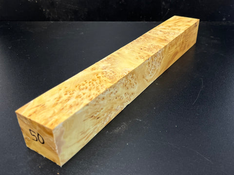 1.5x1.5x12 KD Yellow Cedar Burl Wood Spindle Turning Blank (#0050)