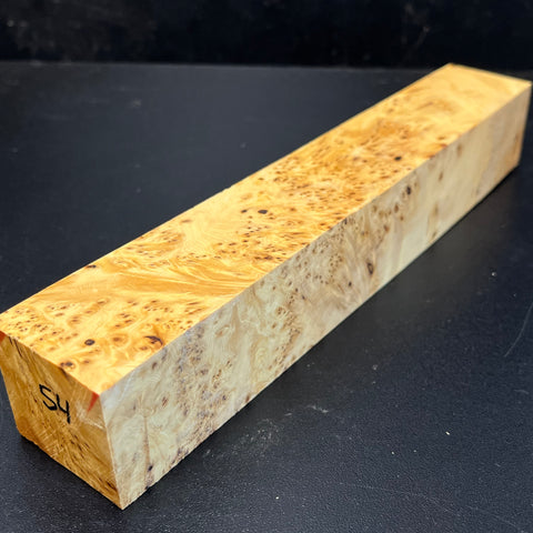 1.5x1.5x10 KD Yellow Cedar Burl Wood Spindle Turning Blank (#0054)