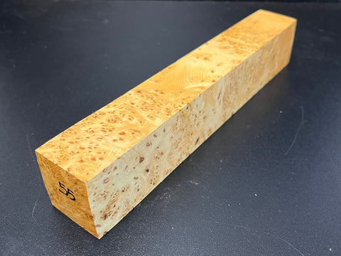 1.5x1.5x9.5 KD Yellow Cedar Burl Wood Spindle Turning Blank (#0055)