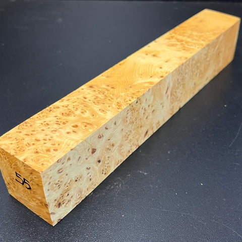 1.5x1.5x9.5 KD Yellow Cedar Burl Wood Spindle Turning Blank (#0055)