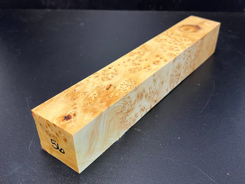1.5x1.5x9.5 KD Yellow Cedar Burl Wood Spindle Turning Blank (#0056)