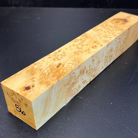 1.5x1.5x9.5 KD Yellow Cedar Burl Wood Spindle Turning Blank (#0056)