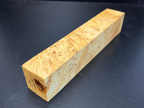 1.5x1.5x9 KD Yellow Cedar Burl Wood Spindle Turning Blank (#0057)