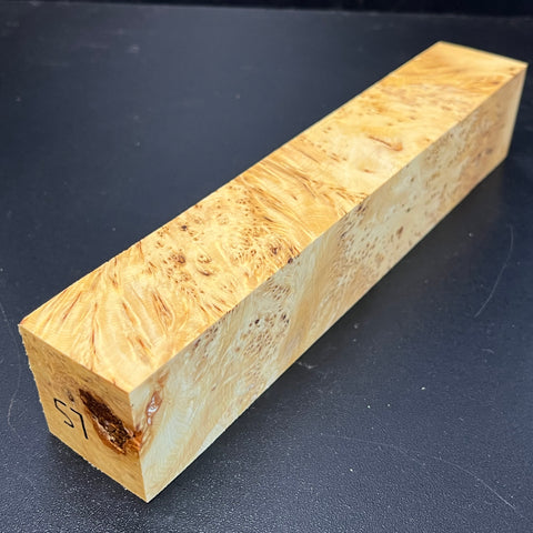 1.5x1.5x9 KD Yellow Cedar Burl Wood Spindle Turning Blank (#0057)