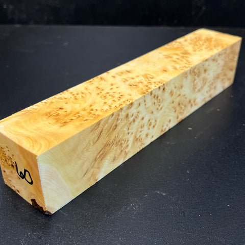 1.5x1.5x8.5 KD Yellow Cedar Burl Wood Spindle Turning Blank (#0060)