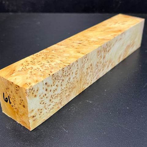 1.5x1.5x8.5 KD Yellow Cedar Burl Wood Spindle Turning Blank (#0061)