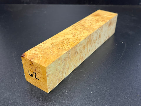 1.5x1.5x8 KD Yellow Cedar Burl Wood Spindle Turning Blank (#0062)