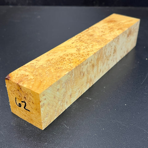 1.5x1.5x8 KD Yellow Cedar Burl Wood Spindle Turning Blank (#0062)