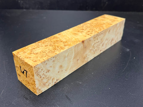 1.5x1.5x7.5 KD Yellow Cedar Burl Wood Spindle Turning Blank (#0067)