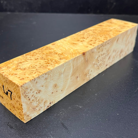 1.5x1.5x7.5 KD Yellow Cedar Burl Wood Spindle Turning Blank (#0067)