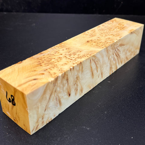 1.5x1.5x7.5 KD Yellow Cedar Burl Wood Spindle Turning Blank (#0068)