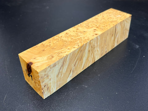1.5x1.5x7 KD Yellow Cedar Burl Wood Spindle Turning Blank (#0069)