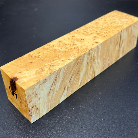 1.5x1.5x7 KD Yellow Cedar Burl Wood Spindle Turning Blank (#0069)