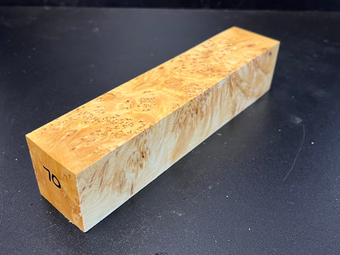 1.5x1.5x7 KD Yellow Cedar Burl Wood Spindle Turning Blank (#0070)