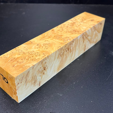 1.5x1.5x7 KD Yellow Cedar Burl Wood Spindle Turning Blank (#0070)