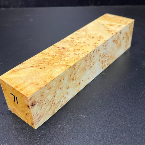 1.5x1.5x7 KD Yellow Cedar Burl Wood Spindle Turning Blank (#0071)