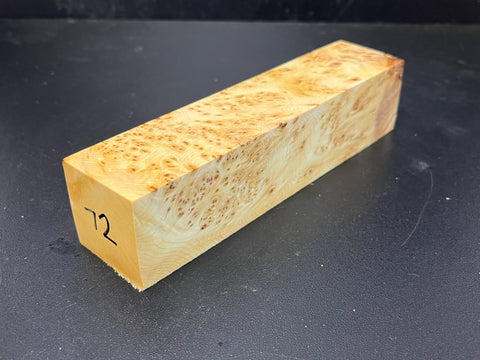 1.5x1.5x6.5 KD Yellow Cedar Burl Wood Spindle Turning Blank (#0072)