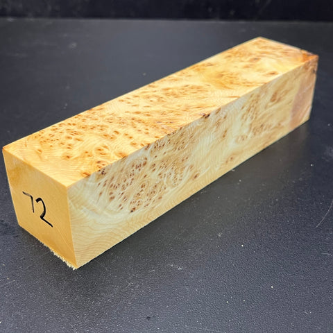 1.5x1.5x6.5 KD Yellow Cedar Burl Wood Spindle Turning Blank (#0072)