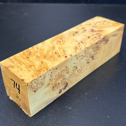 1.5x1.5x6 KD Yellow Cedar Burl Wood Spindle Turning Blank (#0074)