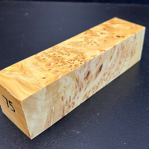 1.5x1.5x6 KD Yellow Cedar Burl Wood Spindle Turning Blank (#0075)