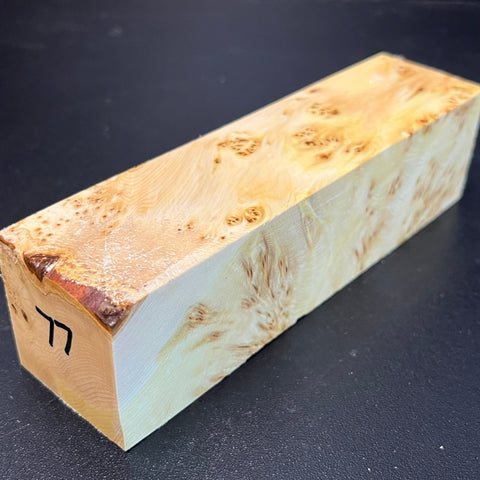 1.5x1.5x6 KD Yellow Cedar Burl Wood Spindle Turning Blank (#0077)