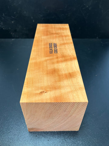 4"x4"x12" KD Curly Cherry Wood Spindle Turning Blank (#0094)