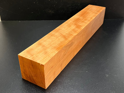 3"x3"x18" KD Curly Cherry Wood Spindle Turning Blank (#00103)