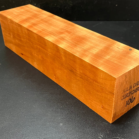 3"x3"x12" KD Curly Cherry Wood Spindle Turning Blank (#00106)