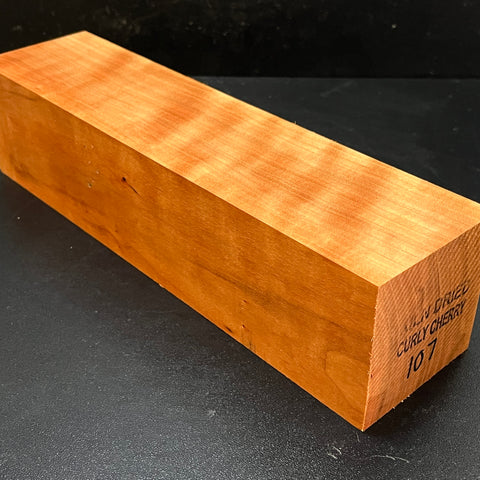 3"x3"x12" KD Curly Cherry Wood Spindle Turning Blank (#00107)