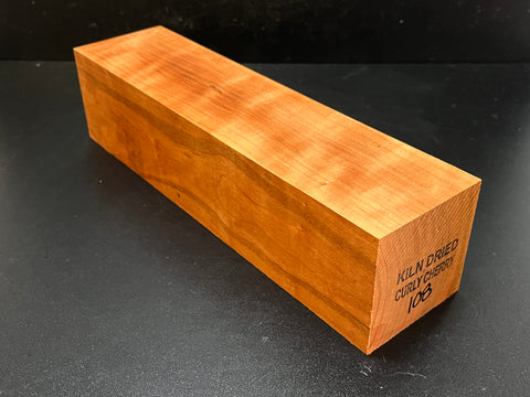 3"x3"x12" KD Curly Cherry Wood Spindle Turning Blank (#00108)