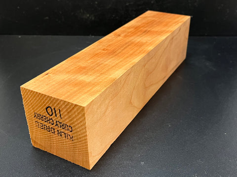 3"x3"x12" KD Curly Cherry Wood Spindle Turning Blank (#00110)