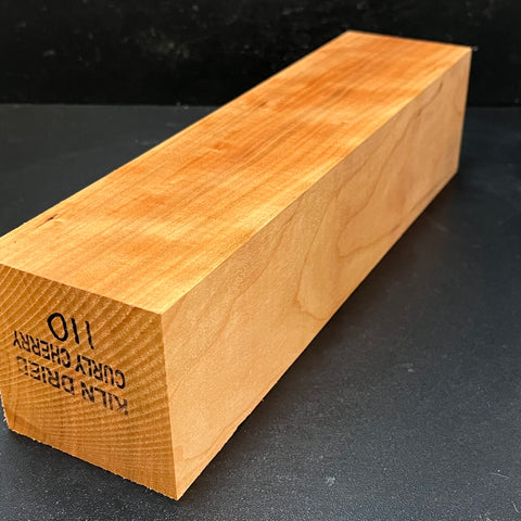 3"x3"x12" KD Curly Cherry Wood Spindle Turning Blank (#00110)
