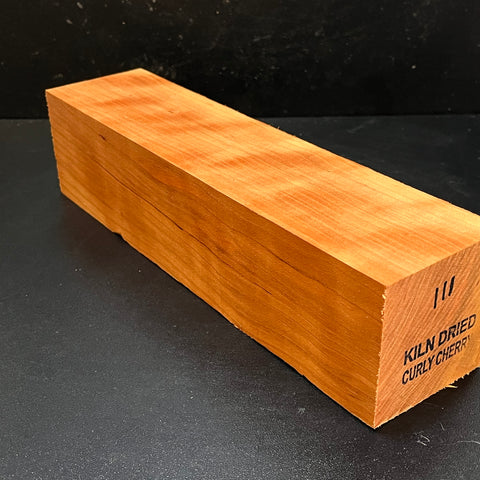 3"x3"x12" KD Curly Cherry Wood Spindle Turning Blank (#00111)