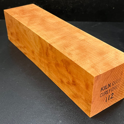 3"x3"x12" KD Curly Cherry Wood Spindle Turning Blank (#00112)