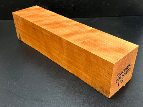 3"x3"x12" KD Curly Cherry Wood Spindle Turning Blank (#00115)
