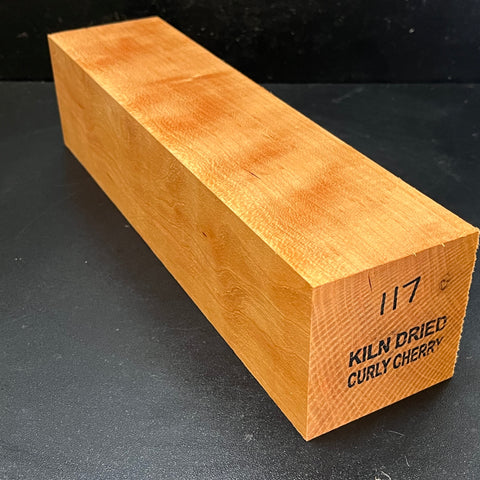 3"x3"x12" KD Curly Cherry Wood Spindle Turning Blank (#00117)