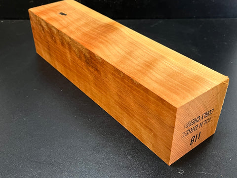 3"x3"x12" KD Curly Cherry Wood Spindle Turning Blank (#00118)