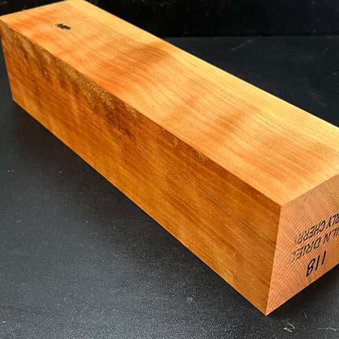 3"x3"x12" KD Curly Cherry Wood Spindle Turning Blank (#00118)